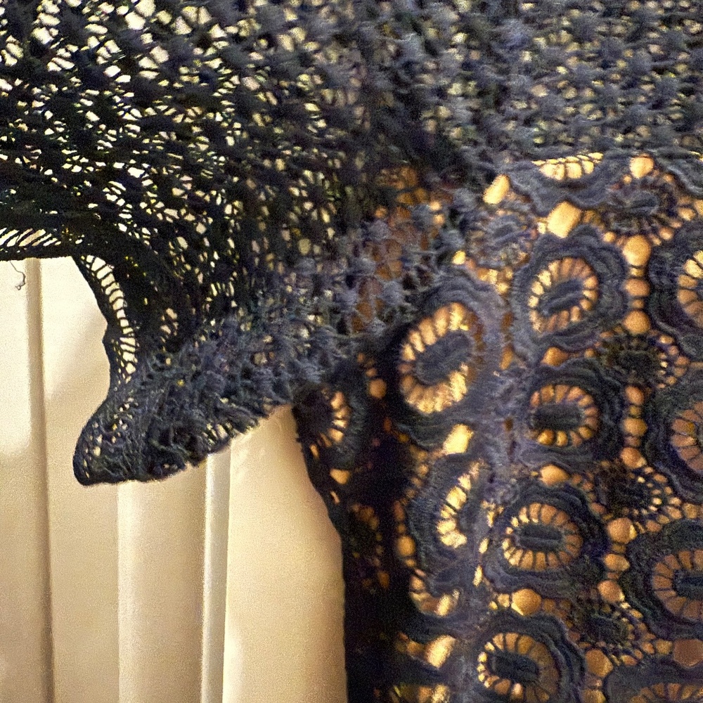 Navy Blue Lace Cocktail Dress - Picture 5 of 11